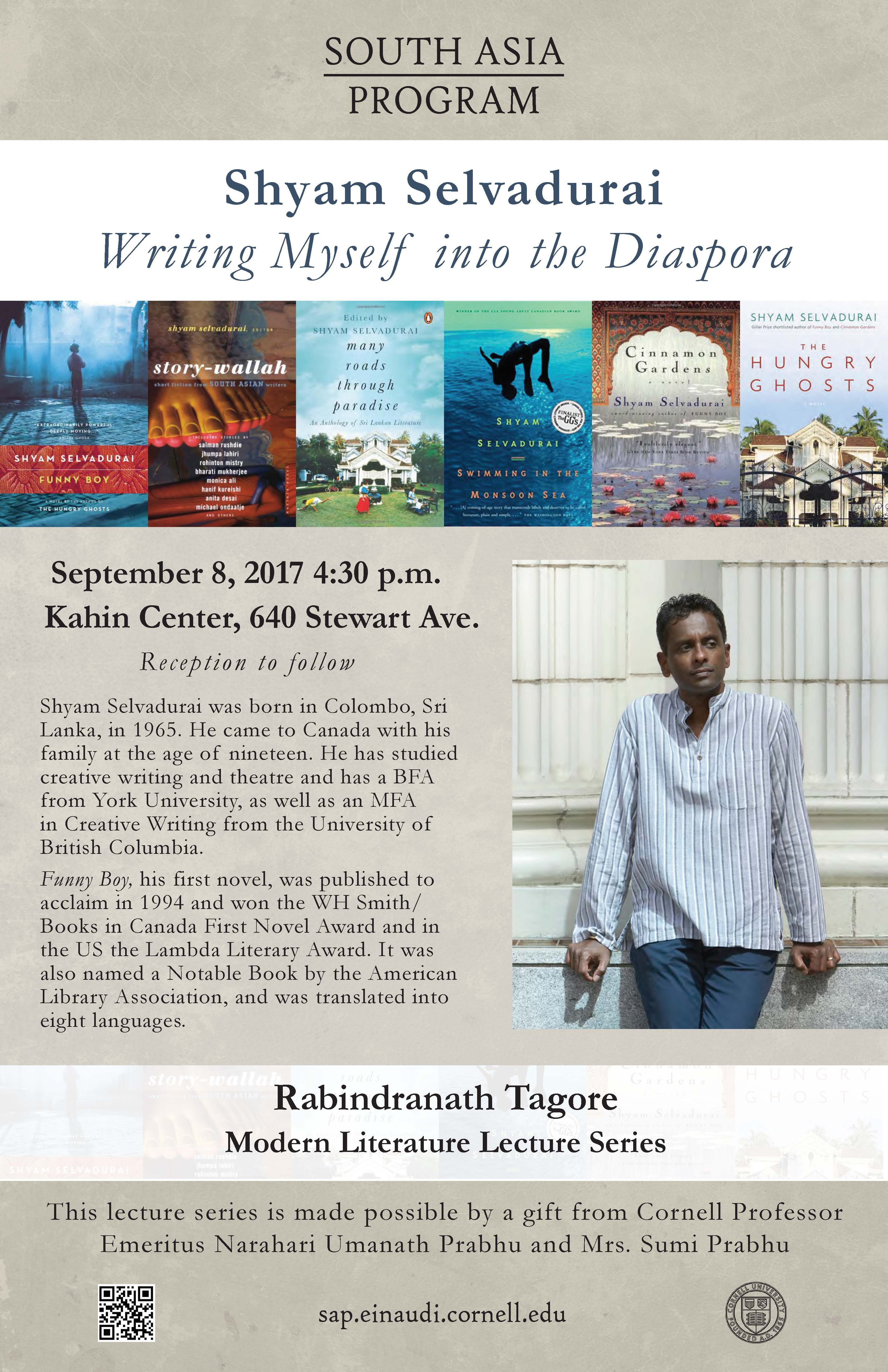 Shyam Selvadurai Tagore Lecture flyer