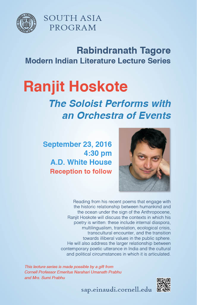 Ranjit Hoskote Tagore lecture flyer