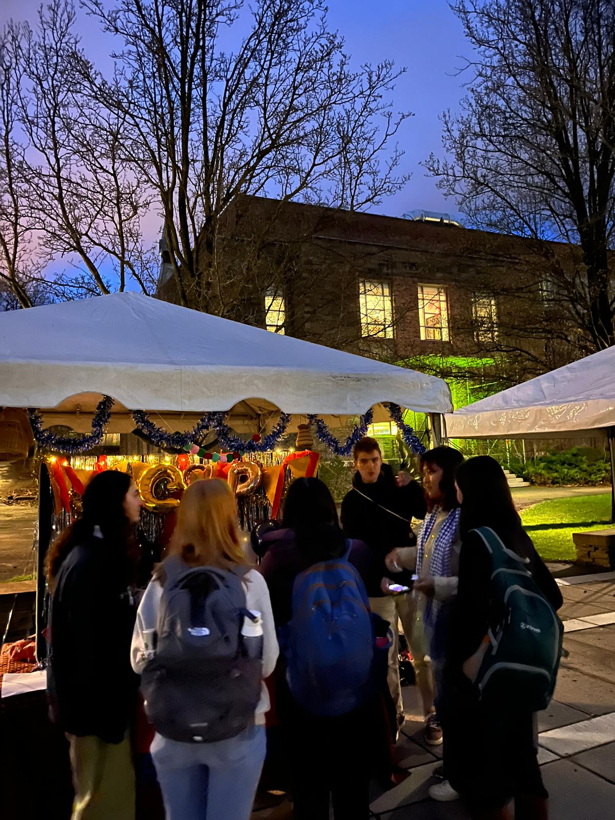 Students lining up for the SEA Club booth.