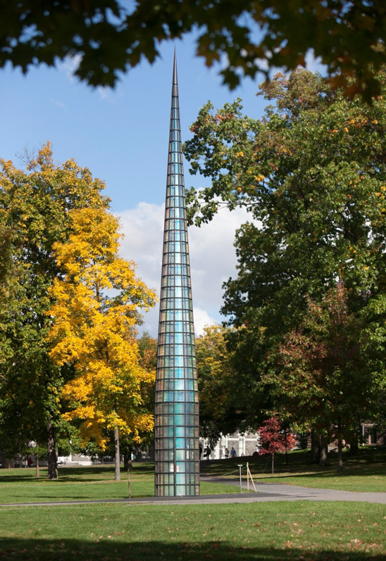 Kim Sooja's "A Needle Woman" sculpture in fall, part of the Cornell Council for the Arts' (CCA) 2014 Biennial.