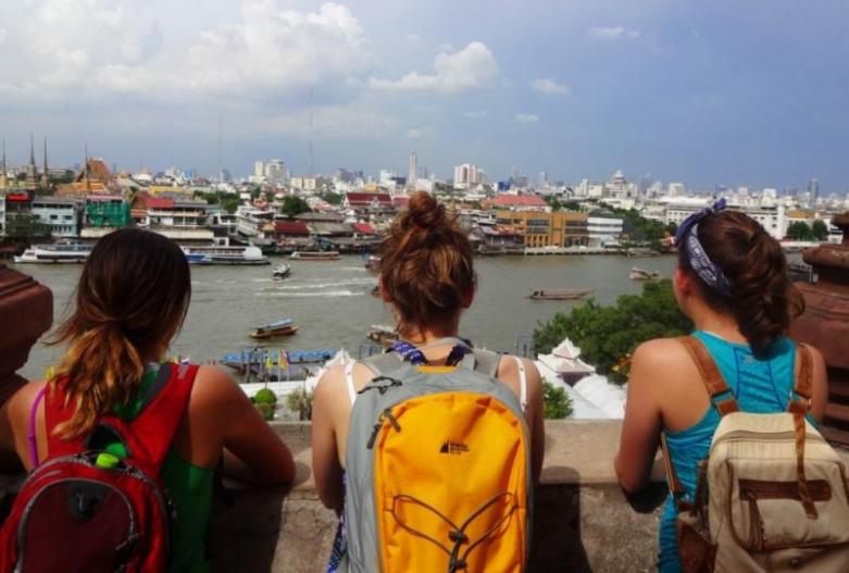 Students taking in the view while studying abroad