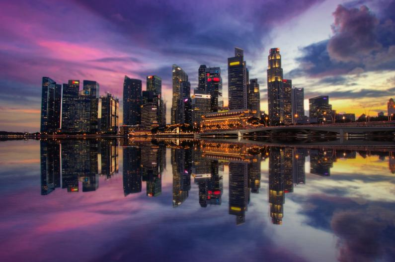 Sunset over the Singapore skyline