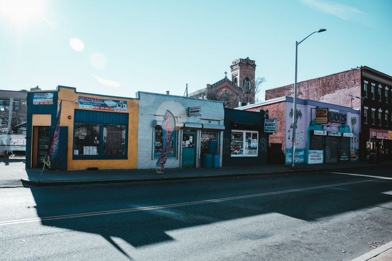 gentrifying street in Olneyville, near Providence, Rhode Island
