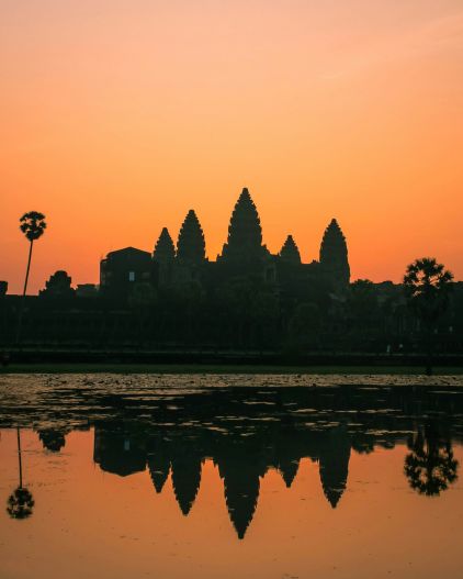 A sunrise view of Angkor Wat.