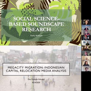 Interns on a Zoom call present their slideshows to a virtual audience.