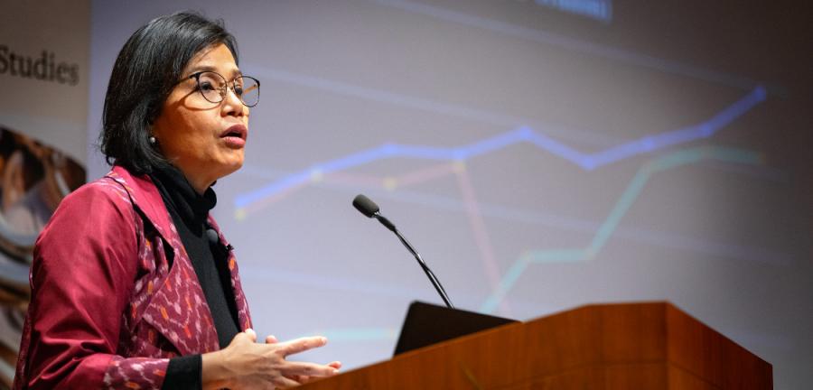 Sri Mulyani Indrawati, Indonesia’s minister of finance, gives the 2019 Bartels World Affairs Lecture on April 10, 2109.