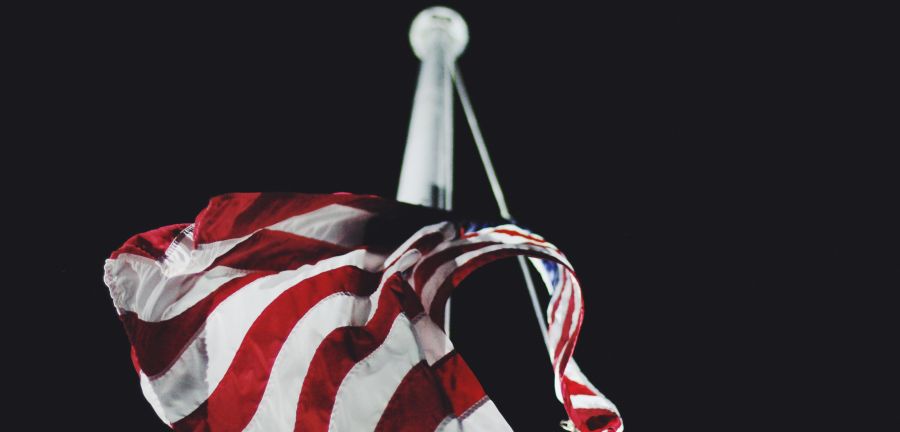 U.S. flag lowered at night