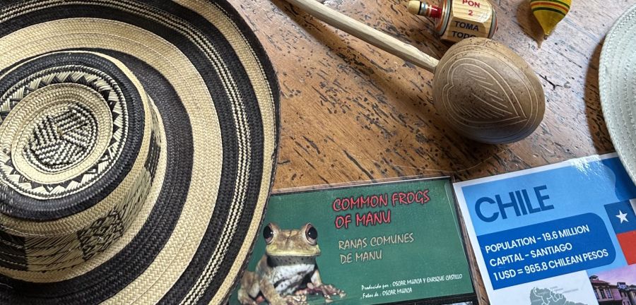 A culture kit on Chile with educational reading, instruments, apparel and more