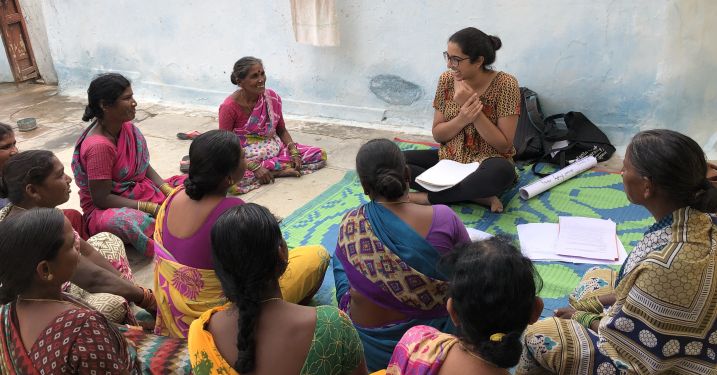 Women in India participating in a focus group with Fulbright fellow