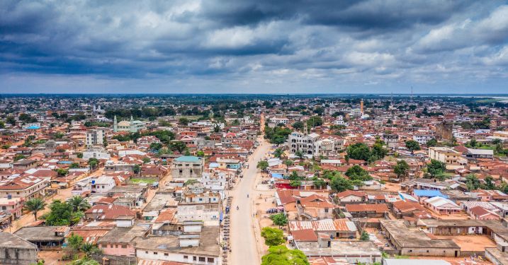 Overhead view of Porto Novo, Benin. 