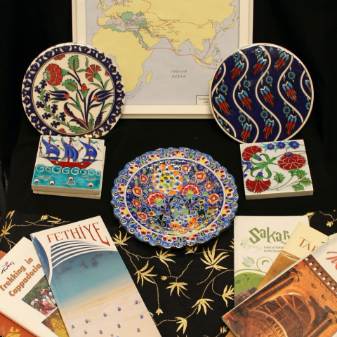 Turkish plates, brochures, and map