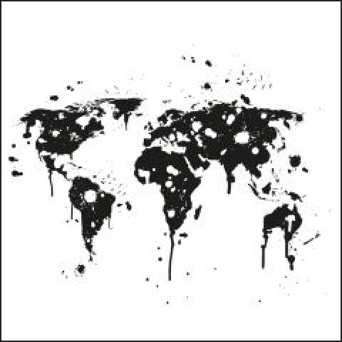 World map that looks like it's splotchy and dripping
