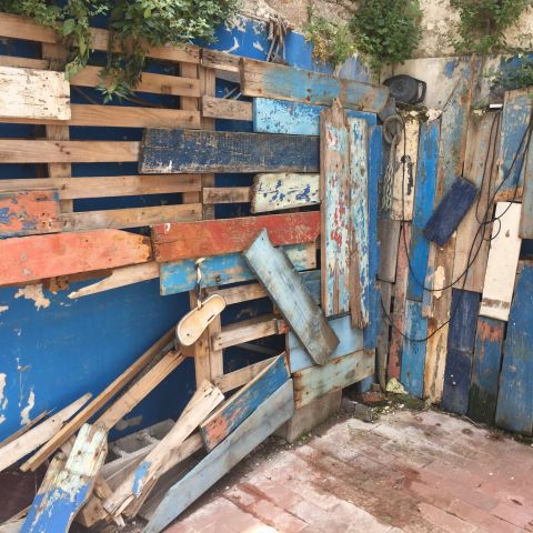 Broken wooden slats Mediterranean