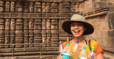 Shivani Aysola (Regional Planning) SAP travel grant 2023 holding bottles